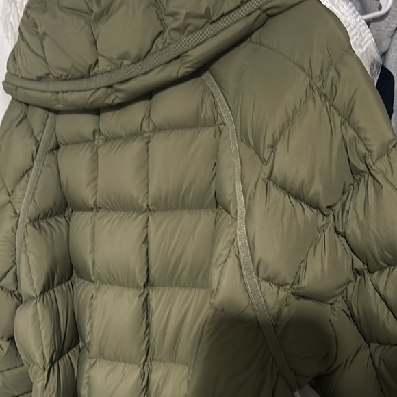 Olive Quilted Long Coat - Picture 12 of 16